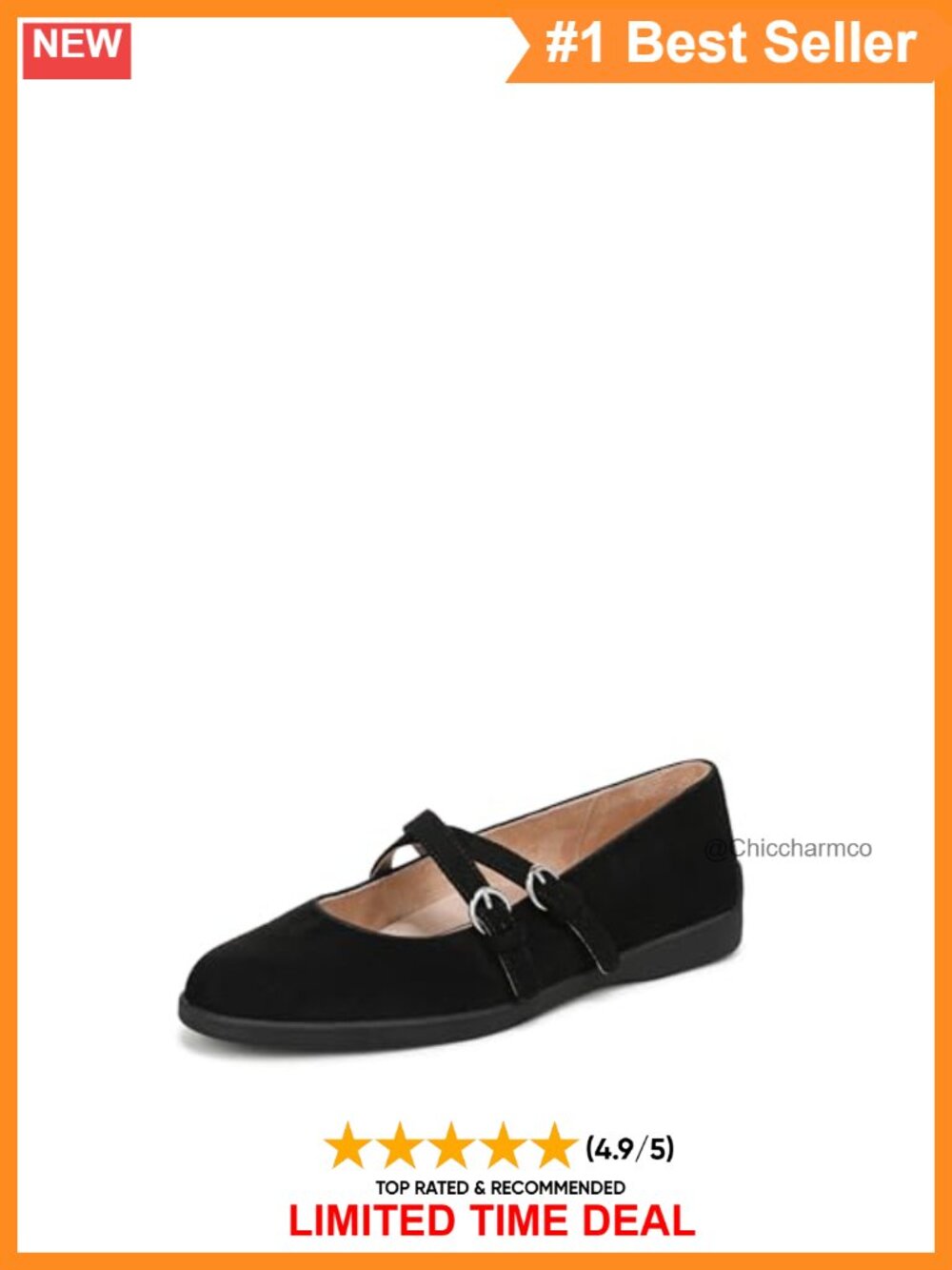 Strappy Mary Jane Flats with Arch Support & Buckle